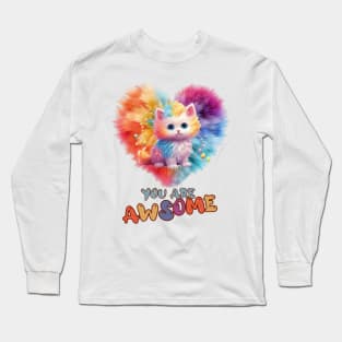 Fluffy: "You are awsome" collorful, cute, furry animals Long Sleeve T-Shirt